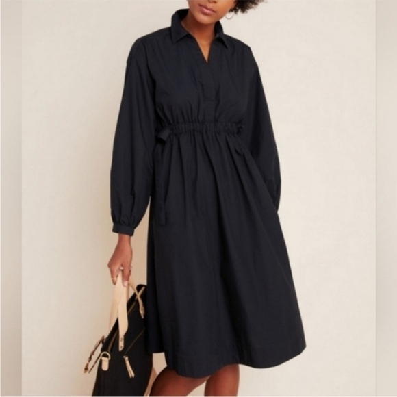 Maeve Dresses & Skirts - 💘 Anthropologie Maeve Nikita Poplin Long Sleeve Shirtdress Size Large Petite